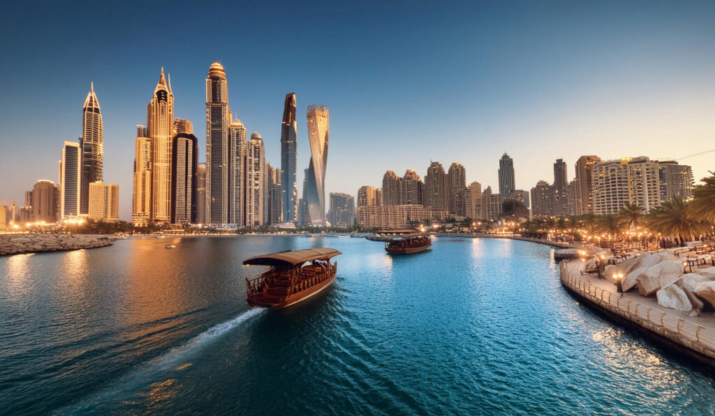 Skyline und Strand in Dubai